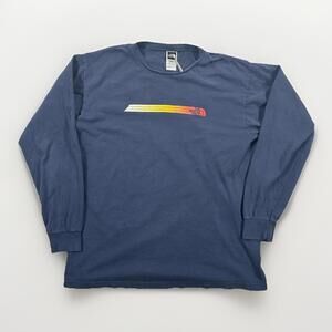Vintage Y2K The North Face Graphic Men's Medium Navy Blue Long Sleeve Shirt